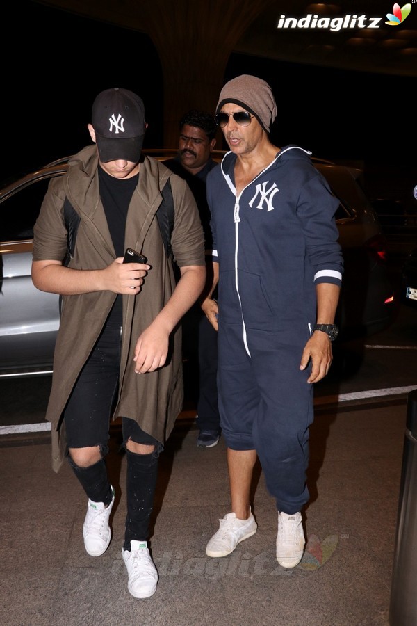 Akshay Kumar With Son Aarav Spotted at Airport