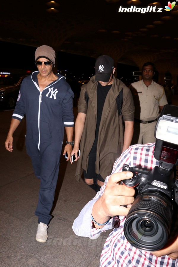 Akshay Kumar With Son Aarav Spotted at Airport