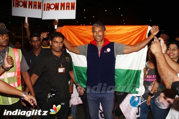 Milind Soman Returns India after Winning Iron Man Award