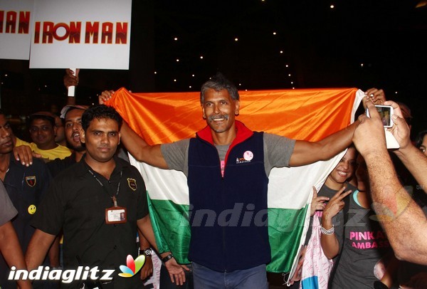 Milind Soman Returns India after Winning Iron Man Award