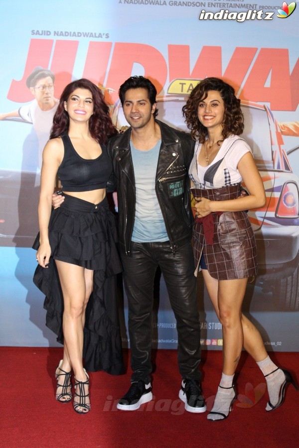 Varun Dhawan, Jacqueline Fernandez, Taapsee Pannu at 'Judwaa 2' Trailer Launch