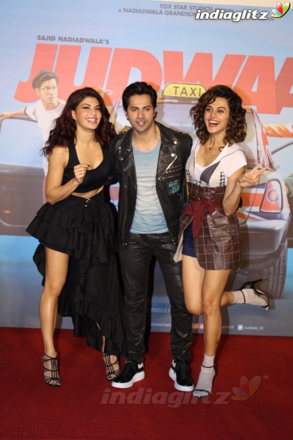 Varun Dhawan, Jacqueline Fernandez, Taapsee Pannu at 'Judwaa 2' Trailer Launch