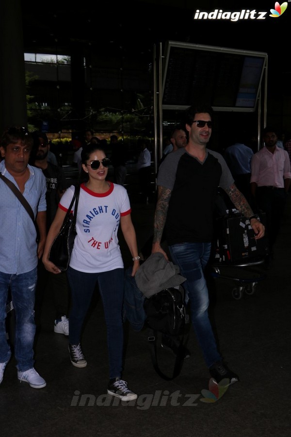 Sunny Leone With Daniel Weber Spotted at Airport