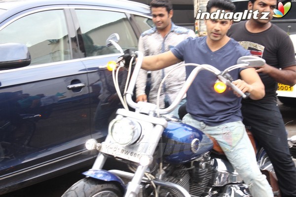 Varun Dhawan Spotted with Bike at Mehboob Studio