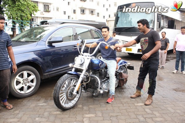 Varun Dhawan Spotted with Bike at Mehboob Studio