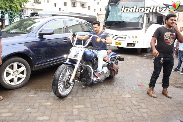 Varun Dhawan Spotted with Bike at Mehboob Studio