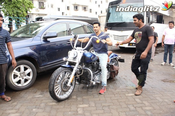 Varun Dhawan Spotted with Bike at Mehboob Studio