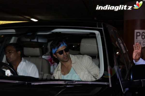 Varun Dhawan With His Mother Spotted at Airport