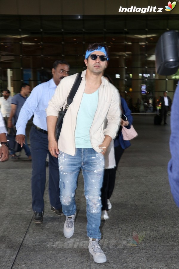 Varun Dhawan With His Mother Spotted at Airport