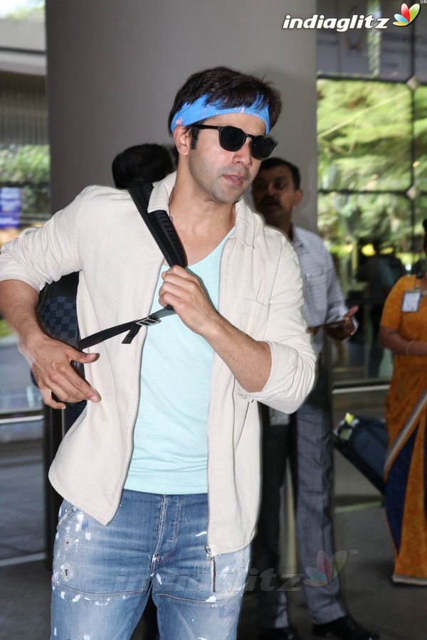 Varun Dhawan With His Mother Spotted at Airport