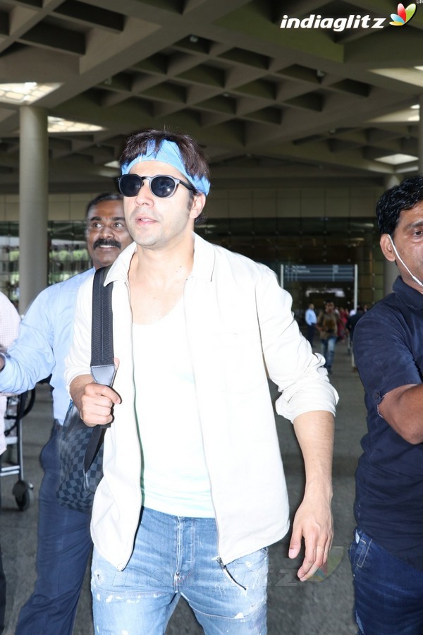 Varun Dhawan With His Mother Spotted at Airport