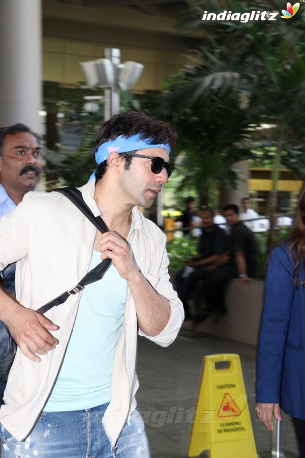 Varun Dhawan With His Mother Spotted at Airport