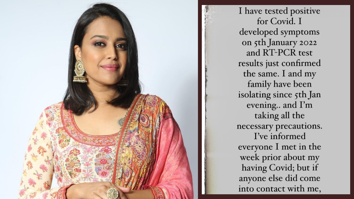 Swara Bhaskar confirms testing positive for Covid-19