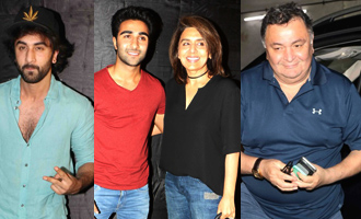 Rishi Kapoor, Ranbir Kapoor & Neetu Singh at Special Screening of 'Jagga Jasoos'