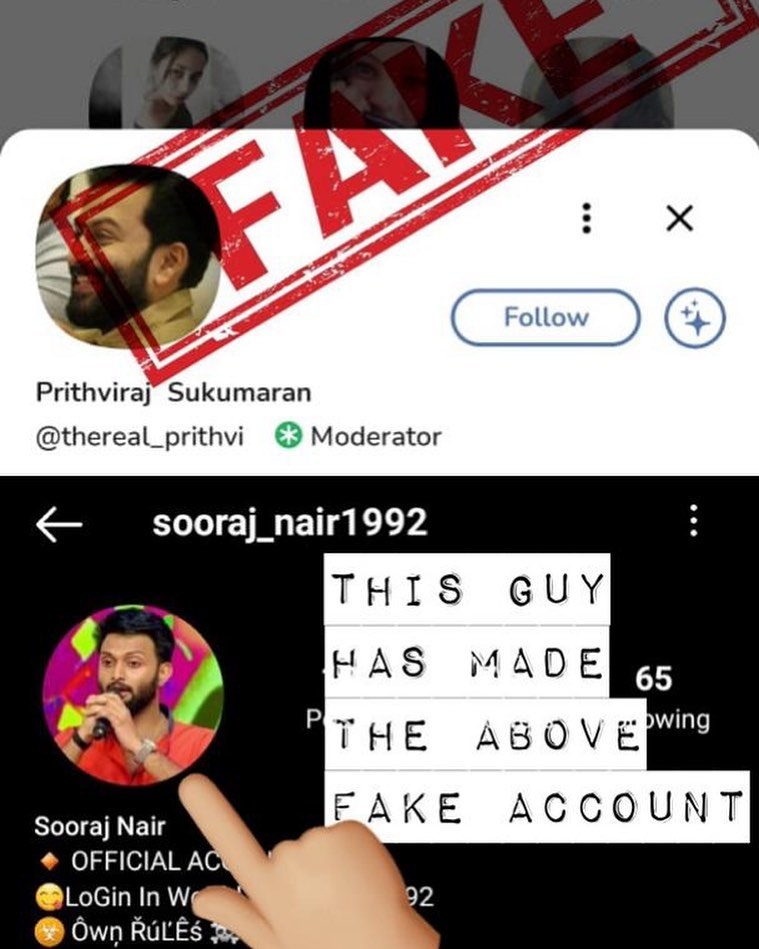 prithviraj fake account