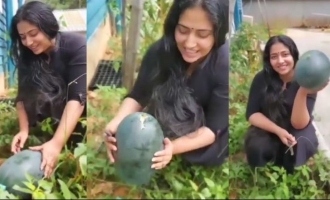 Watch video of Anu Sithara harvesting Watermelon from her courtyard