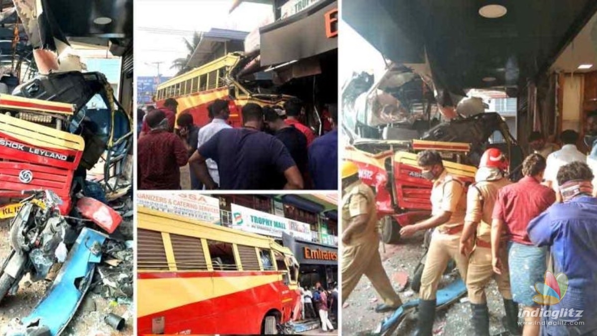 Bus carrying 35 passengers, rammed in to a roadside shop 