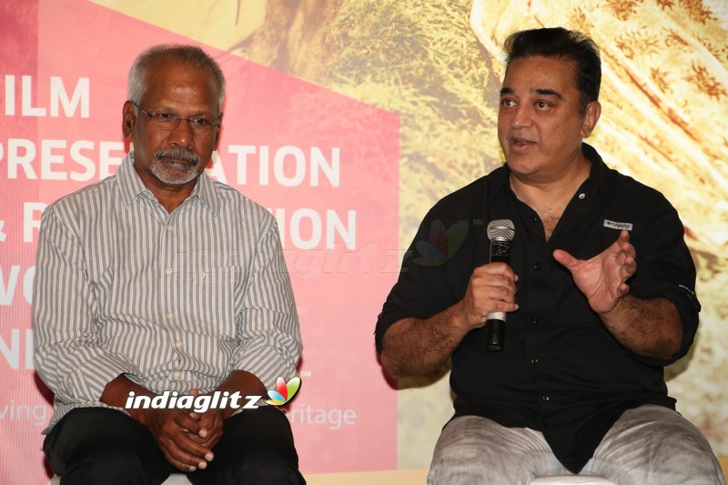 Kamal and Mani Ratnam At Viacom 18 & Film Heritage Foundation Press Meet