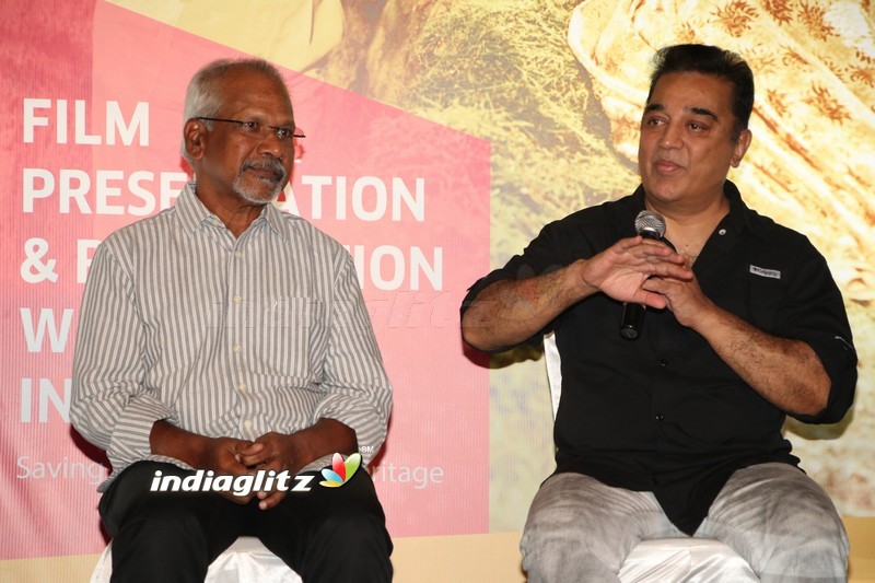 Kamal and Mani Ratnam At Viacom 18 & Film Heritage Foundation Press Meet