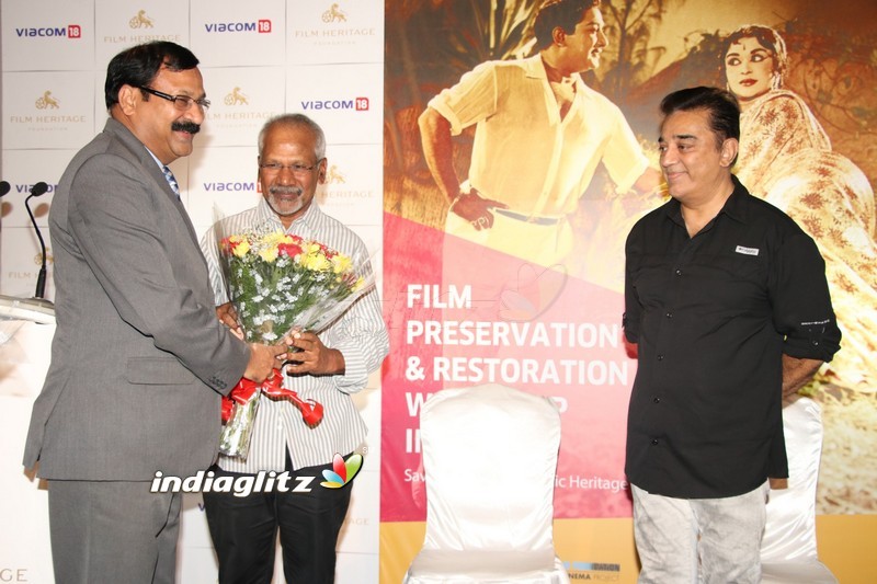 Kamal and Mani Ratnam At Viacom 18 & Film Heritage Foundation Press Meet