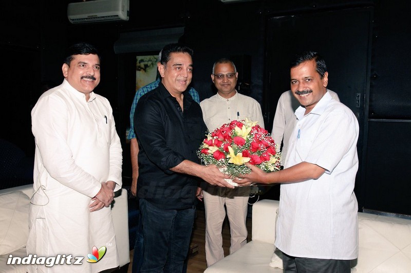 Delhi CM Arvind Kejriwal Kamal Haasan meet and discuss politics