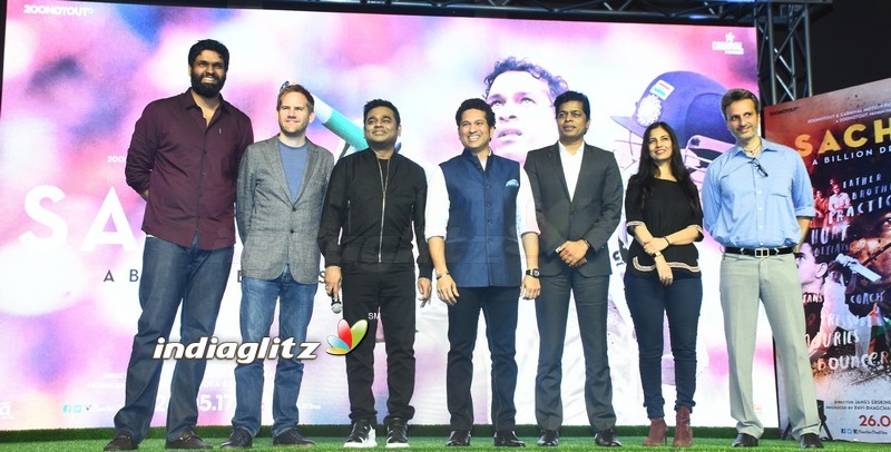 AR Rahman & Sachin Tendulkar at the launch of Sachin Sachin Song