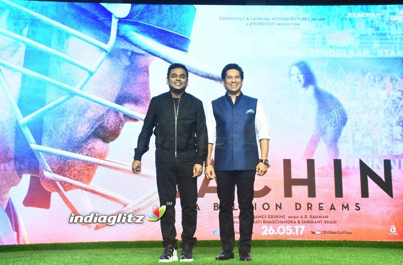 AR Rahman & Sachin Tendulkar at the launch of Sachin Sachin Song