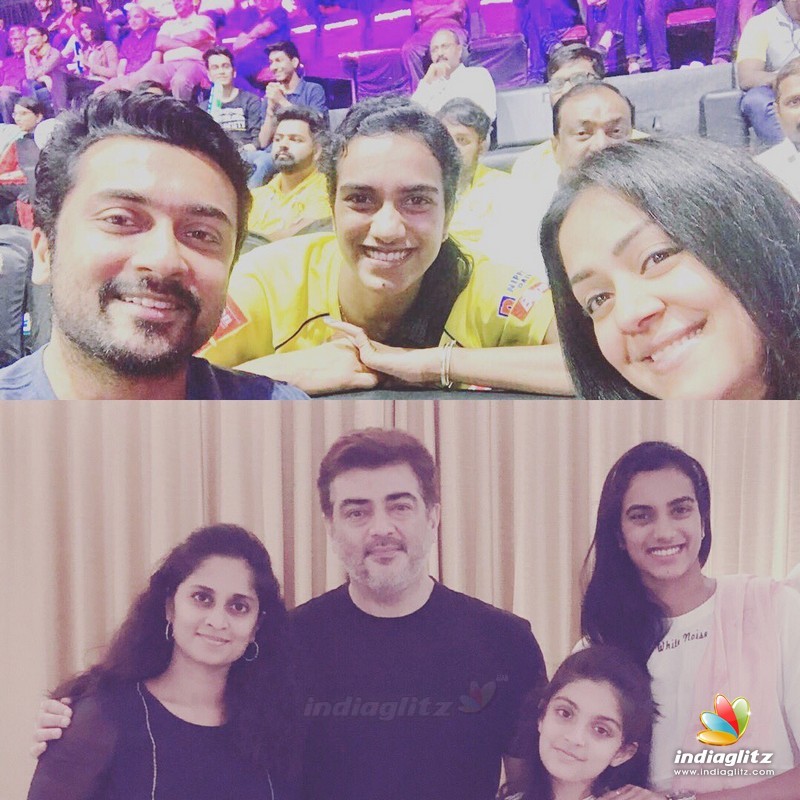 Badminton Legend P.V. Sindhu Meets Ajith & Suriya Families