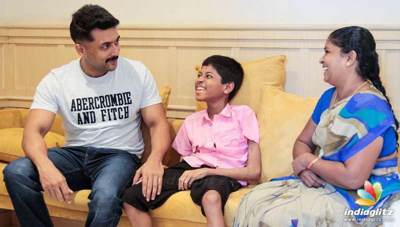 Suriya and his family met the special child KV Dinesh today