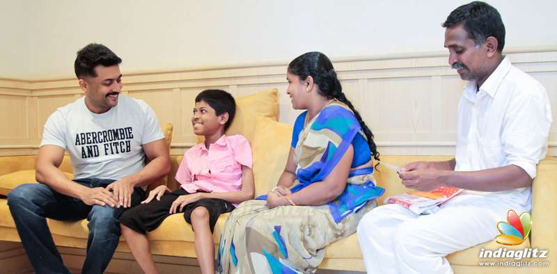 Suriya and his family met the special child KV Dinesh today