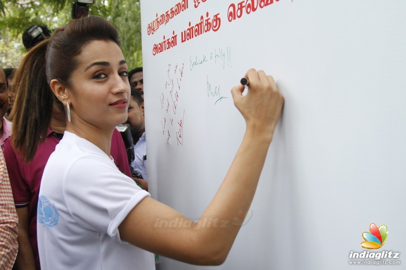 Trisha lend her support to end all forms of child labour