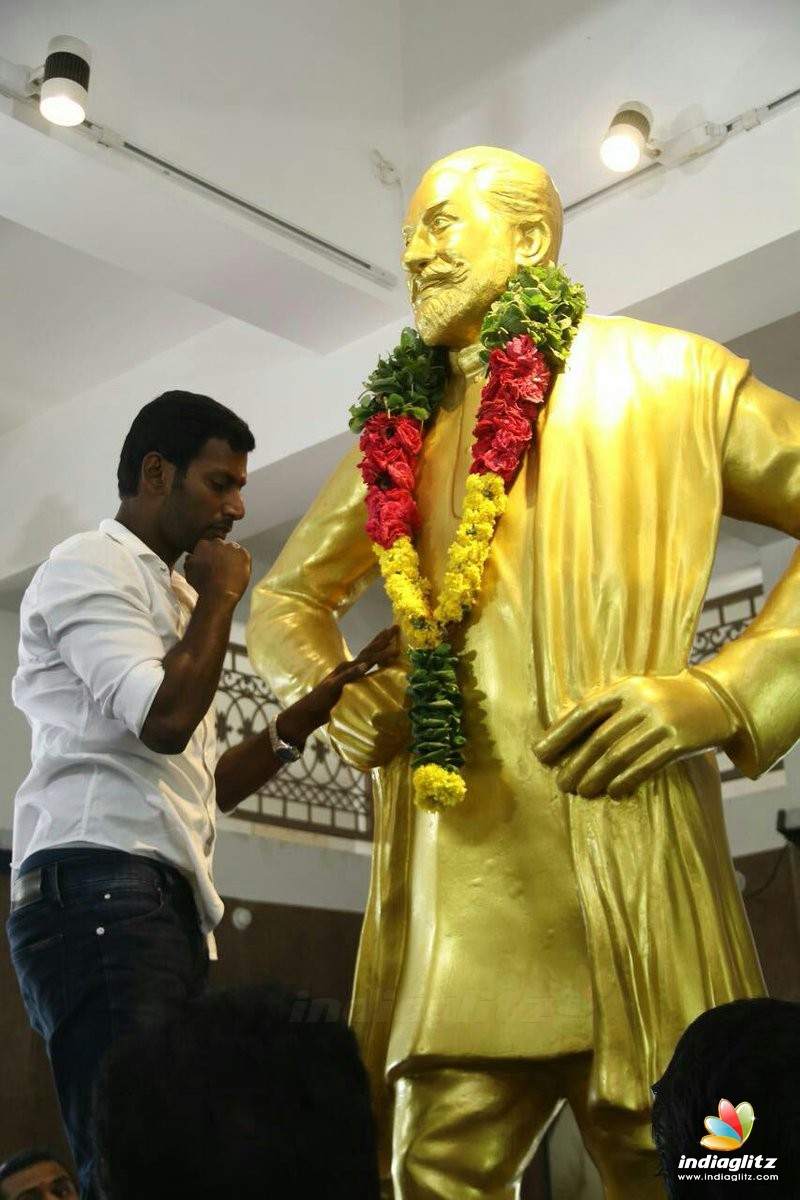 Vishal pays respect to senior politicians before filing nomination for RK Nagar byelection