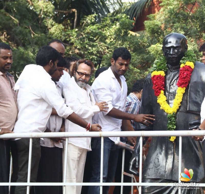 Vishal pays respect to senior politicians before filing nomination for RK Nagar byelection