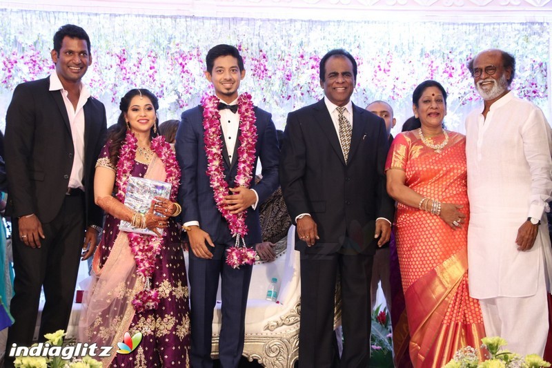 Rajinikanth at Vishal's Sister Aishwarya Wedding Reception