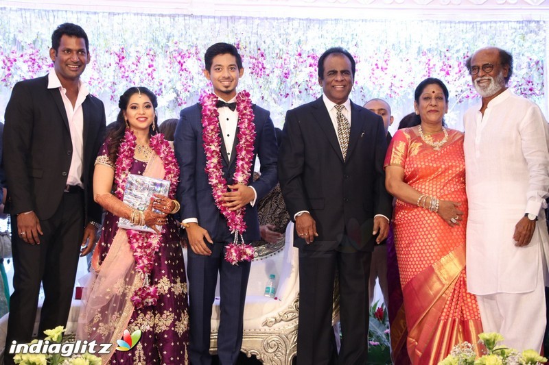 Rajinikanth at Vishal's Sister Aishwarya Wedding Reception