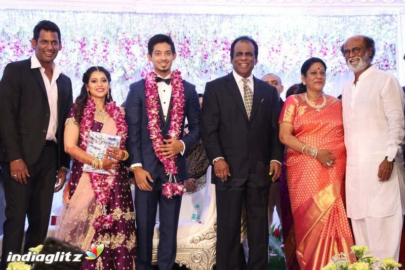 Rajinikanth at Vishal's Sister Aishwarya Wedding Reception