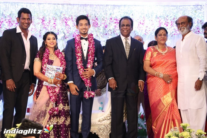 Rajinikanth at Vishal's Sister Aishwarya Wedding Reception