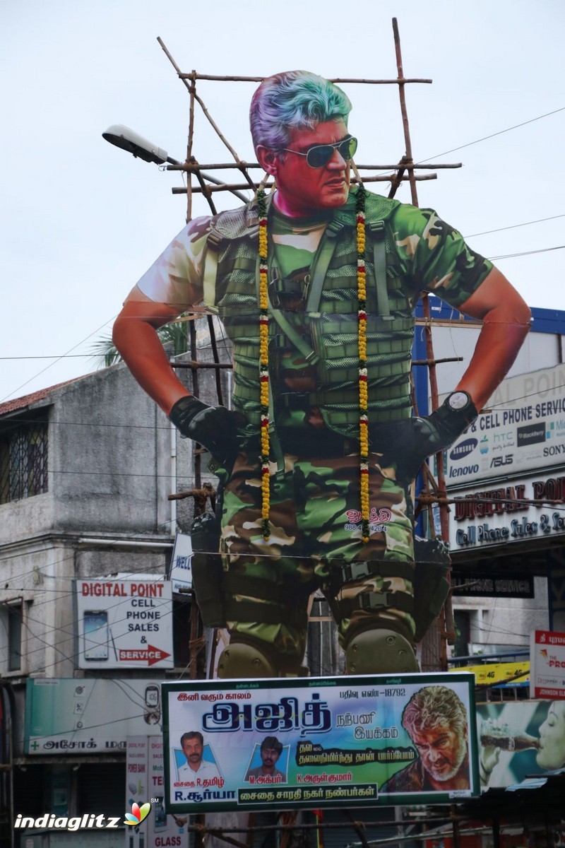 Vivegam Movie Fans Celebration in Chennai Kasi Theater