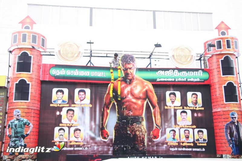 Vivegam Movie Fans Celebration in Chennai Kasi Theater