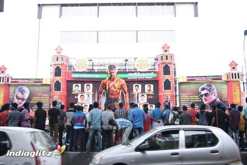 Vivegam Movie Fans Celebration in Chennai Kasi Theater