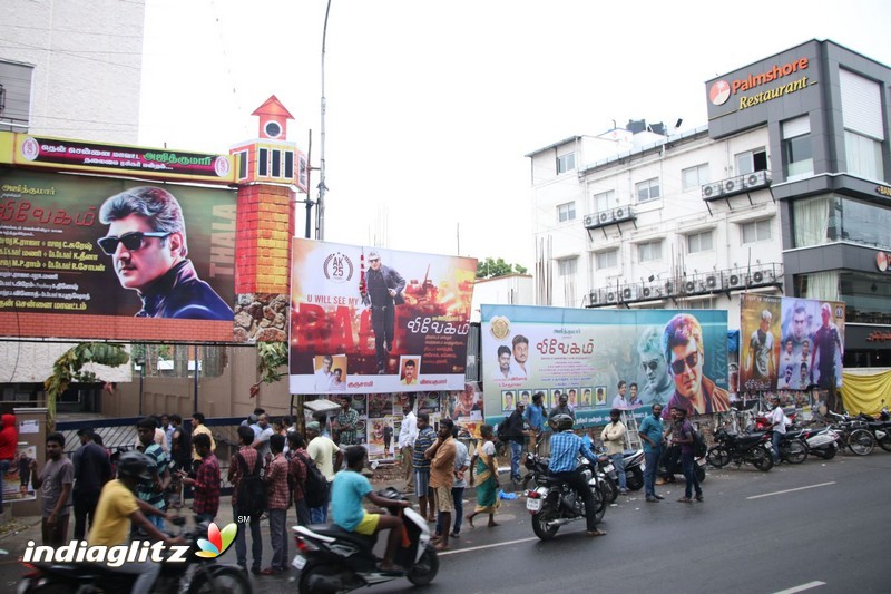 Vivegam Movie Fans Celebration in Chennai Kasi Theater