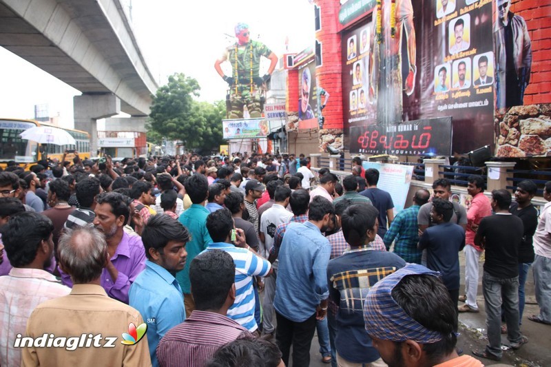 Vivegam Movie Fans Celebration in Chennai Kasi Theater