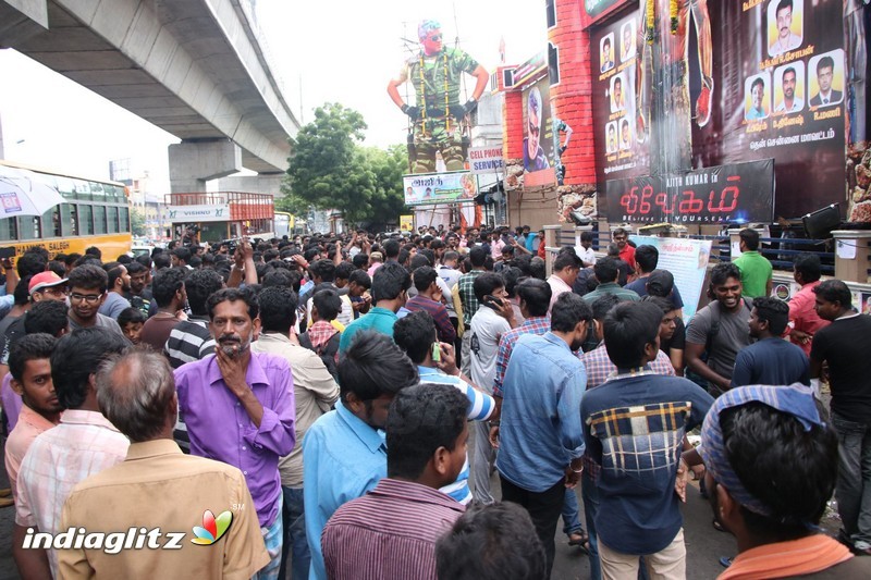 Vivegam Movie Fans Celebration in Chennai Kasi Theater