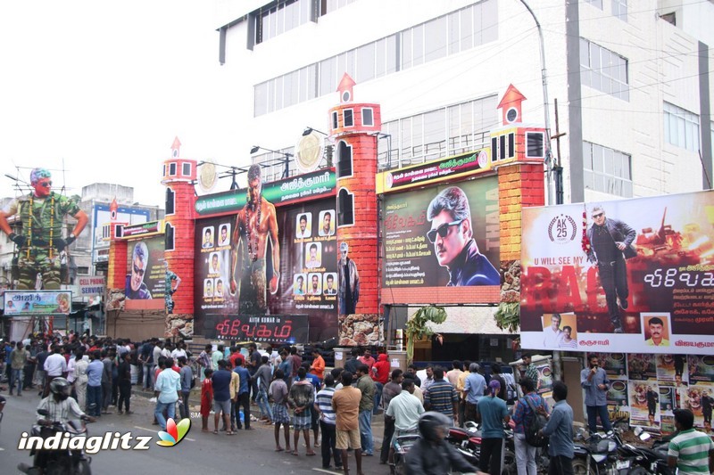 Vivegam Movie Fans Celebration in Chennai Kasi Theater