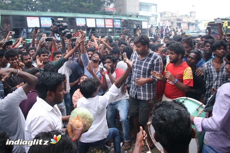 Vivegam Movie Fans Celebration in Chennai Kasi Theater