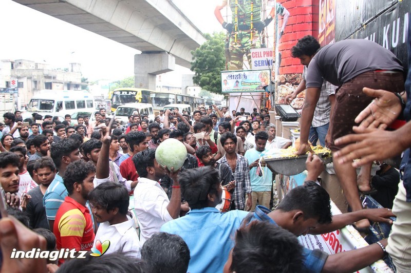 Vivegam Movie Fans Celebration in Chennai Kasi Theater