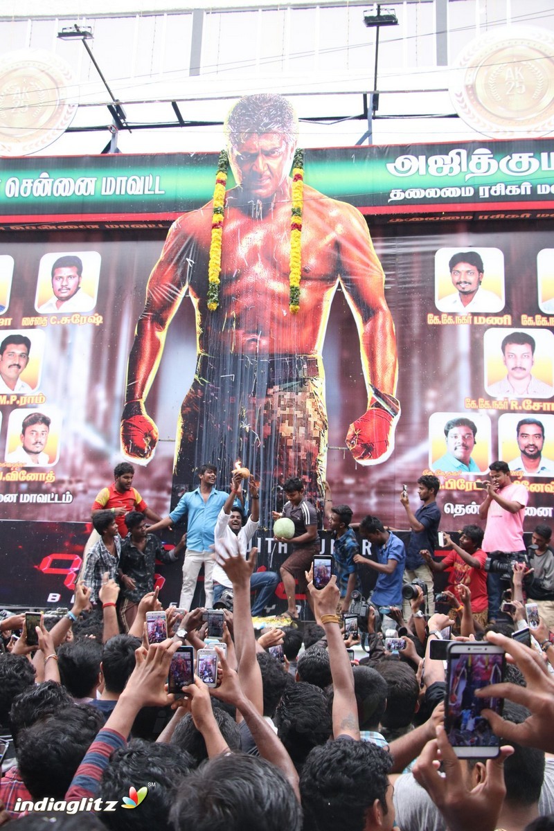 Vivegam Movie Fans Celebration in Chennai Kasi Theater