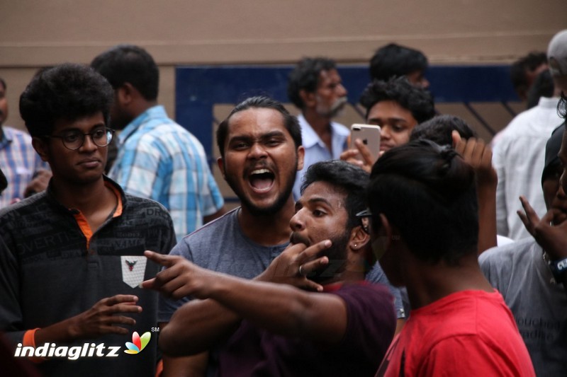 Vivegam Movie Fans Celebration in Chennai Kasi Theater