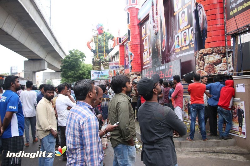 Vivegam Movie Fans Celebration in Chennai Kasi Theater