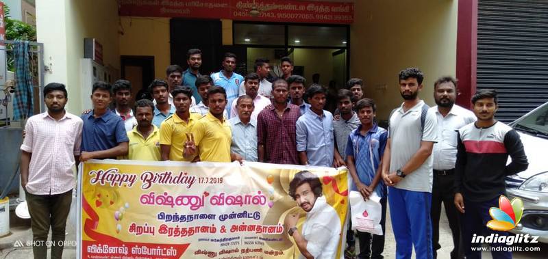 Vishnu Vishal Fans Celebrated Birthday By Donating Blood